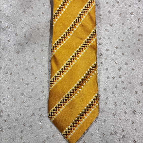 CANALI Gold and Brown Silk Tie - Picture 4 of 7